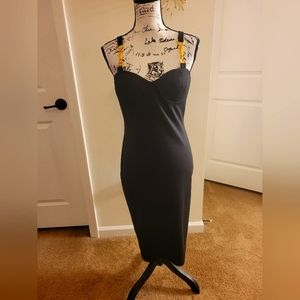 Venus ~ Sexy Strappy Little Black Dress w/Gold Embellished Clasp